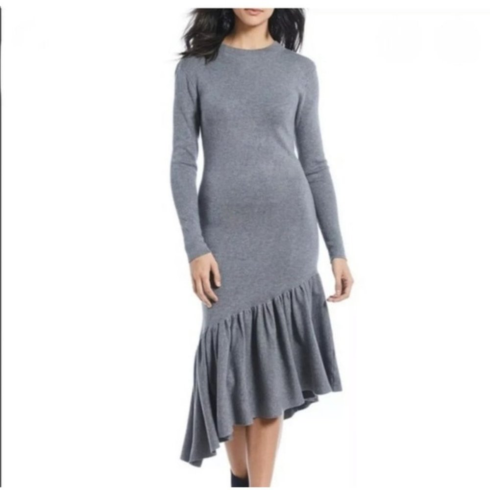Elegant Gray Long Sleeve Dress